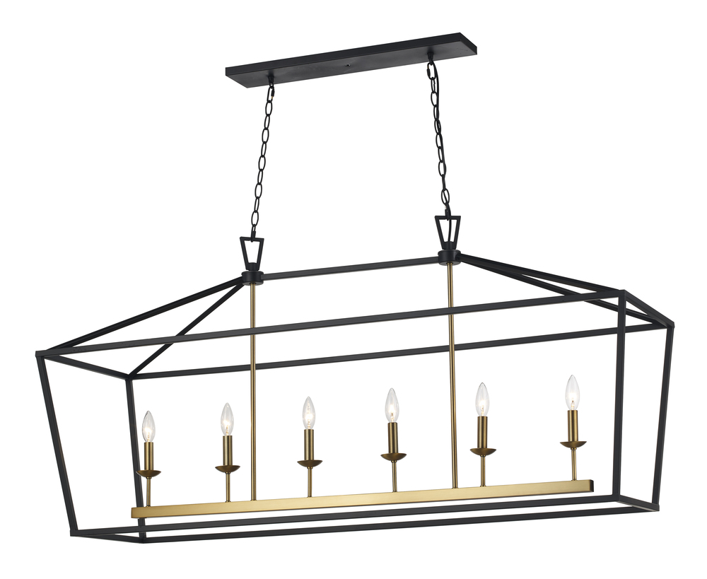 6LT PENDANT-XL-BIRD CAGE-BK/AG